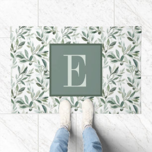 Sage Green French Country Olive Monogram Doormat