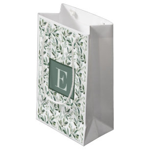 Sage Green French Country Olive Monogram Small Gift Bag