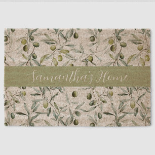 Sage Green French Country Olive Name  Fiber Doormat