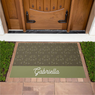 Sage green French country Olive pattern name Doormat