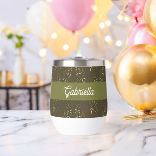 Sage green French country Olive pattern name Thermal Wine Tumbler