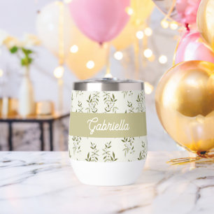 Sage green French country Olive pattern name Thermal Wine Tumbler