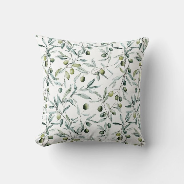 Sage Green French Country Olive  Throw Pillow (Front)