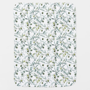 Sage Green French Country Watercolor Olive Baby Blanket