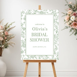 Sage Green French Floral Bridal Shower Welcome Foam Board