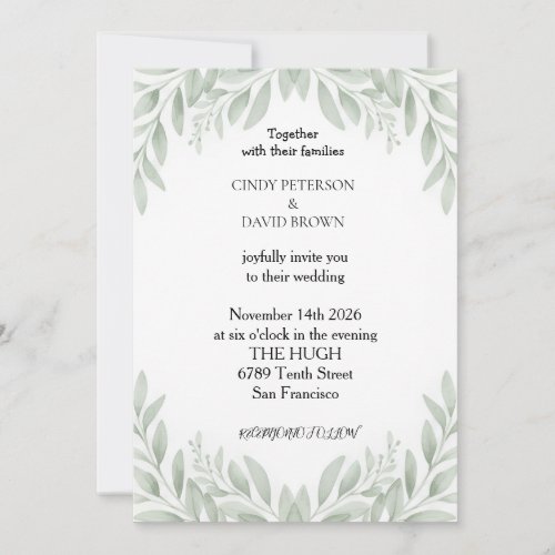 Sage Green French Floral Crest Elegant Wedding Card