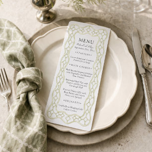 Sage Green French Trellis Wedding Dinner Menu