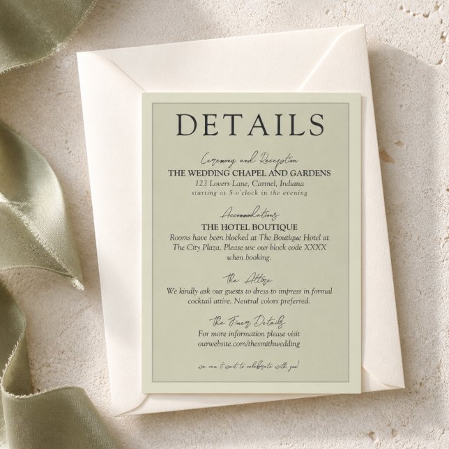 Sage Green French Trellis Wedding Enclosure Card (Sage Green French Trellis Wedding Enclosure Card)