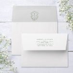 Sage Green French Wedding Pre-Printed Address 5x7 Envelope<br><div class="desc">Classic PRE-PRINTED RETURN ADDRESS Envelope with monograms inside. For more advanced customization of this design,  please click the BLUE DESIGN TOOL BUTTON above!</div>