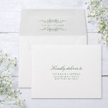 Sage Green French Wedding Pre-Printed Address RSVP Envelope<br><div class="desc">Elegant sage green pre-printed address RSVP envelope with custom text inside. For more advanced customization of this design,  please click the BLUE DESIGN TOOL BUTTON above!</div>