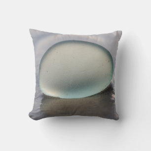 Sage Green Frosted Sea Glass Texture Muted Coastal Throw Pillow