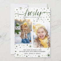 Sage Green Frosty Friends &amp; Cocoa Kisses Galaxy Holiday Card