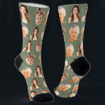 Sage Green Funny Custom Mom of 3 Kids Photo Socks<br><div class="desc">Funny personalized 3 face photo crew socks for moms in sage green. To use a cutout of your sons or daughters faces like in the example you can download any mobile or computer app,  use Canva or Photoshop,  and upload a transparent png file.</div>