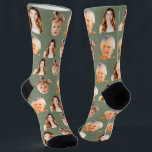 Sage Green Funny Custom Mom of 3 Kids Photo Socks<br><div class="desc">Funny personalized 3 face photo crew socks for moms in sage green. To use a cutout of your sons or daughters faces like in the example you can download any mobile or computer app,  use Canva or Photoshop,  and upload a transparent png file.</div>
