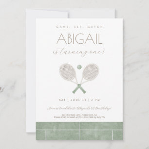 Sage Green Game Set Match Tennis invitation