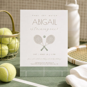 Sage Green Game Set Match Tennis invitation