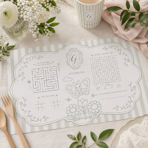 Sage Green Garden Activity Placemat
