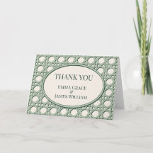 Sage Green Garden Rattan Cane Wedding Thank You