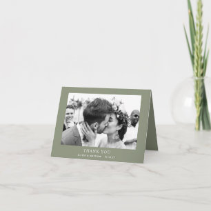 Sage Green Garden Wedding. Minimalist Photo Folded Thank You Card