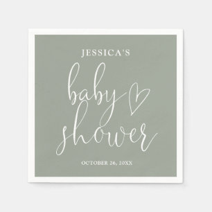 Sage Green Gender Neutral Baby Shower Napkins