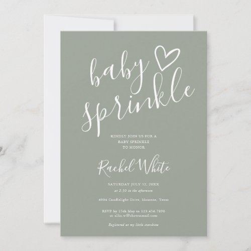 Sage Green Gender Neutral Baby Sprinkle Shower Invitation