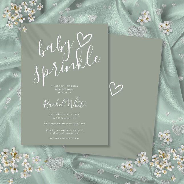 Sage Green Gender Neutral Baby Sprinkle Shower Invitation (Sage Green Gender Neutral Baby Sprinkle Shower Invitation)