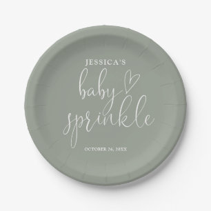 Sage Green Gender Neutral Baby Sprinkle Shower Paper Plates