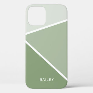 Sage Green Geometric iPhone 12 Case