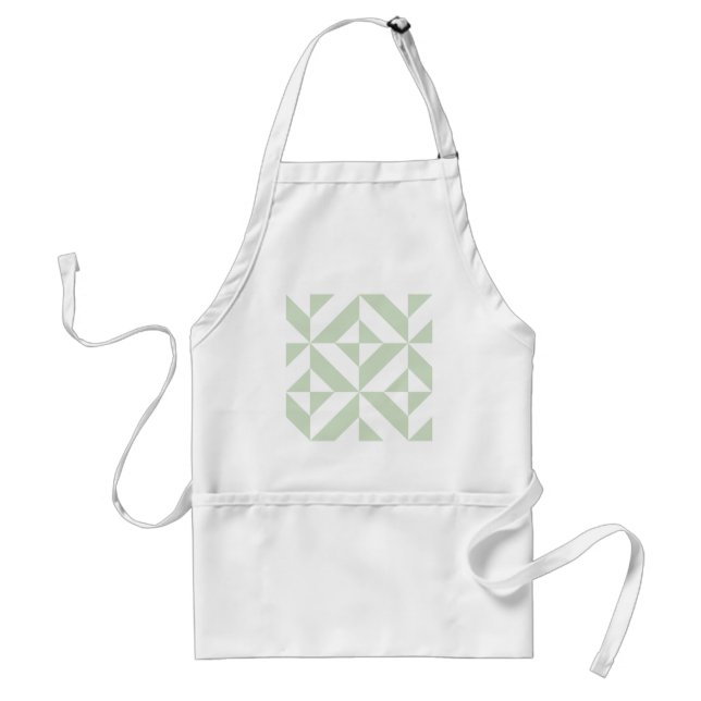 Sage Green Geometric Deco Cube Pattern Adult Apron (Front)