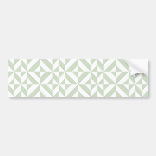 Sage Green Geometric Deco Cube Pattern Bumper Sticker (Front)