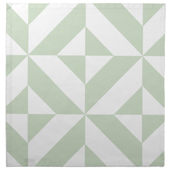 Sage Green Geometric Deco Cube Pattern Cloth Napkin (Front)