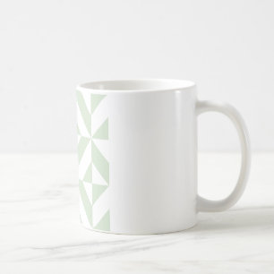 Sage Green Geometric Deco Cube Pattern Coffee Mug