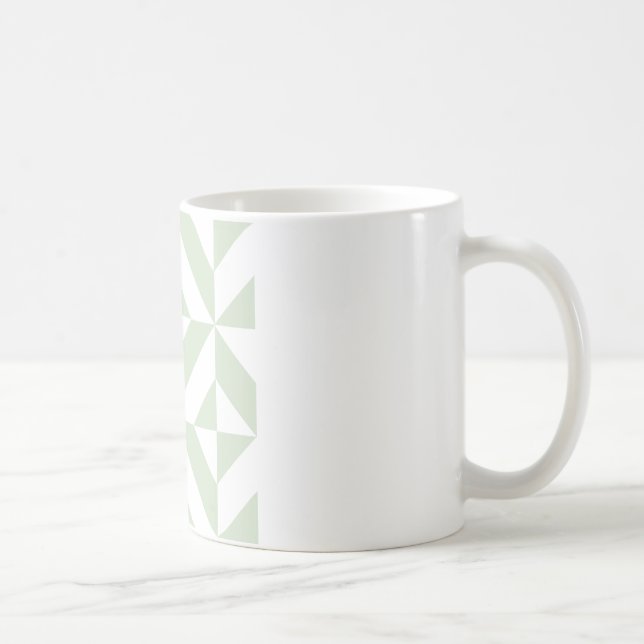 Sage Green Geometric Deco Cube Pattern Coffee Mug (Right)