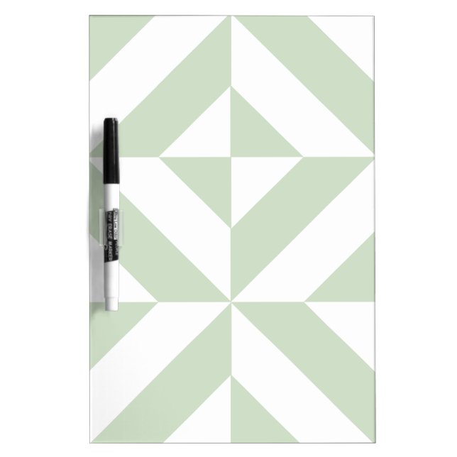 Sage Green Geometric Deco Cube Pattern Dry Erase Board (Front)