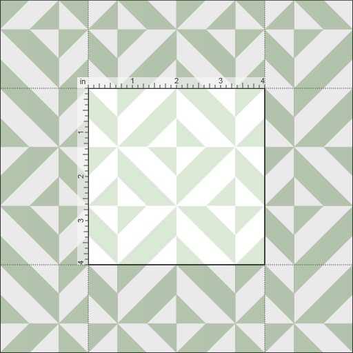 Sage Green Geometric Deco Cube Pattern Fabric