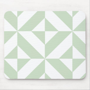 Sage Green Geometric Deco Cube Pattern Mouse Pad