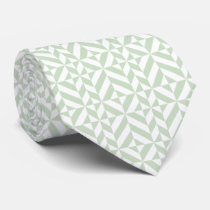 Sage Green Geometric Deco Cube Pattern Neck Tie
