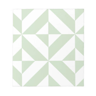 Sage Green Geometric Deco Cube Pattern Notepad