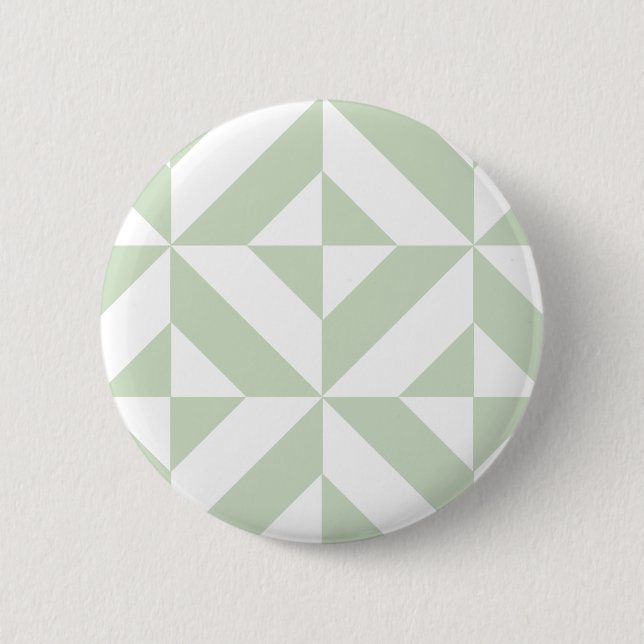 Sage Green Geometric Deco Cube Pattern Pinback Button (Front)