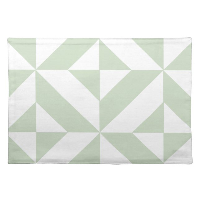 Sage Green Geometric Deco Cube Pattern Placemat (Front)