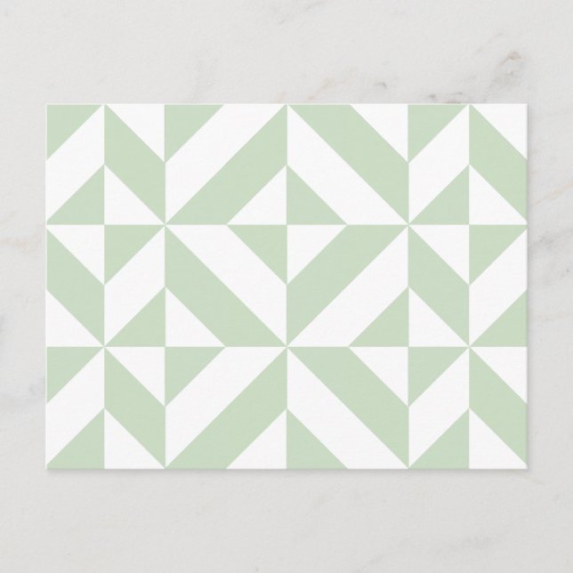 Sage Green Geometric Deco Cube Pattern Postcard (Front)
