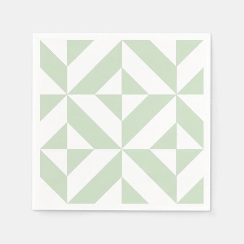 Sage Green Geometric Deco Pattern Napkins