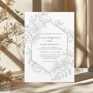 Sage Green Geometric Floral All In One Wedding Invitation