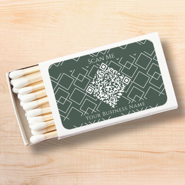 Sage Green Geometric QR Code  Matchboxes (Creator Uploaded)