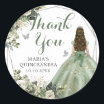 Sage Green Geometric Quinceañera Thank You Classic Round Sticker<br><div class="desc">Sage Green Geometric Quinceañera Thank You Sticker</div>
