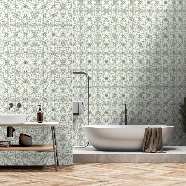 Sage Green Geometric Repeating Pattern Wallpaper | Zazzle