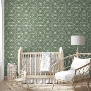 Sage Green Geometric Starburst Pattern Wallpaper Wallpaper