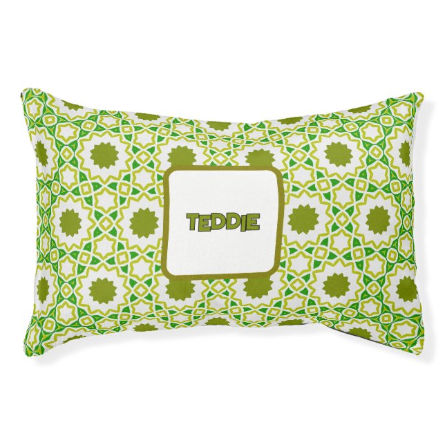 Sage Green Geometric Stars Design Pet Bed (Front)