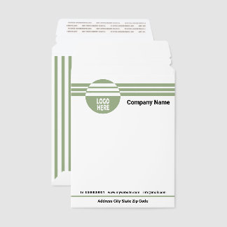 Sage green geometric stripes with custom logo e envelope mailers