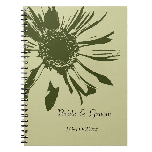 Sage Green Gerbera Flower Notebook (Front)
